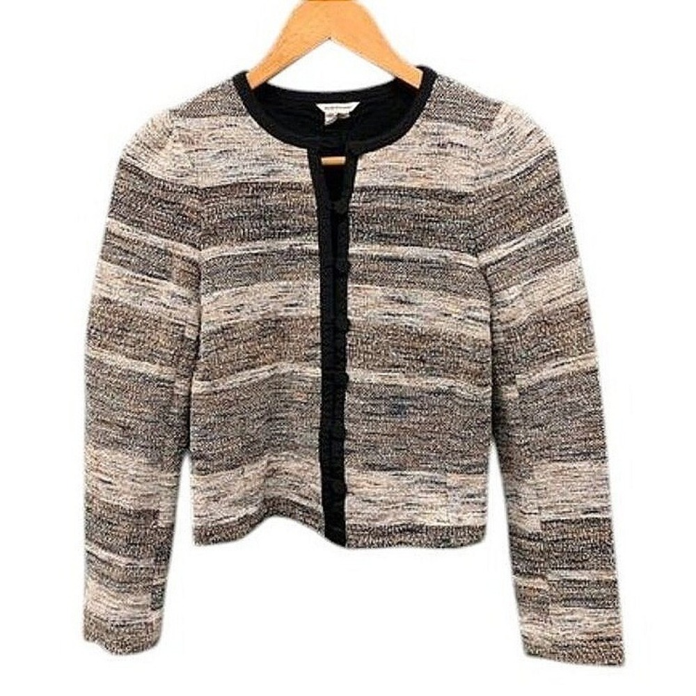 Club Monaco Tweed Jacket Women's XS Gray Multi Lorenah Knit Button Front